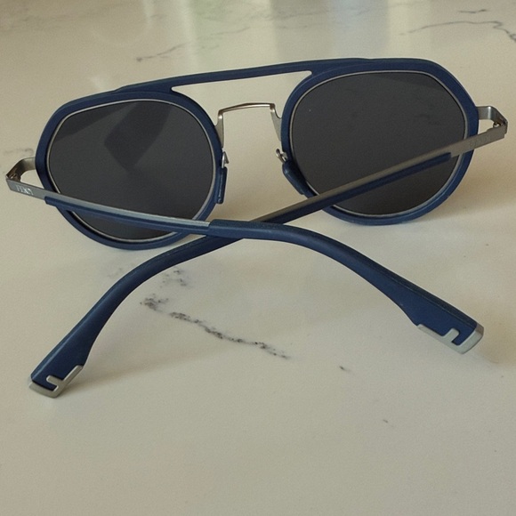 Fendi Round Aviator Sunglasses Blue and Silver Color Unisex - Picture 6 of 15